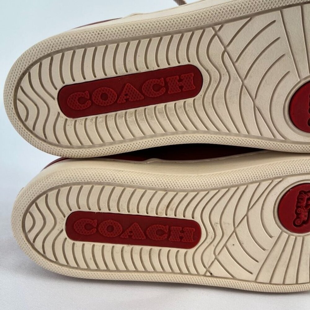 Coach Lowline Low Top Sneaker Size 6 With Rainbow Crochet Brown Leather - Picture 14 of 15
